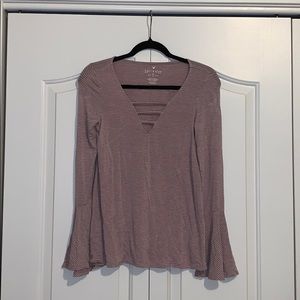 American Eagle Mauve Striped Long Sleeve Top